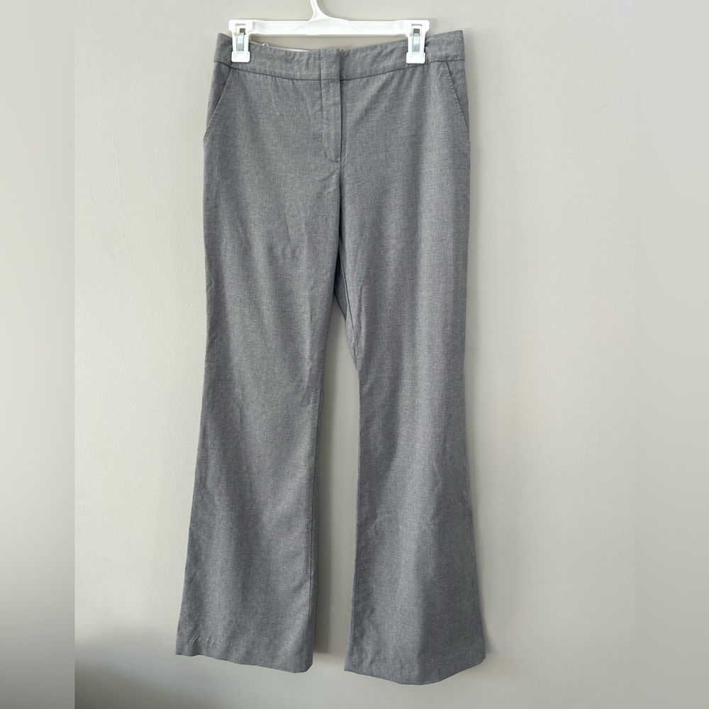 BCBGMaxazria Business Casual Lightweight Wool Blend Grey Flare Tall Long Trouser - Picture 2 of 6